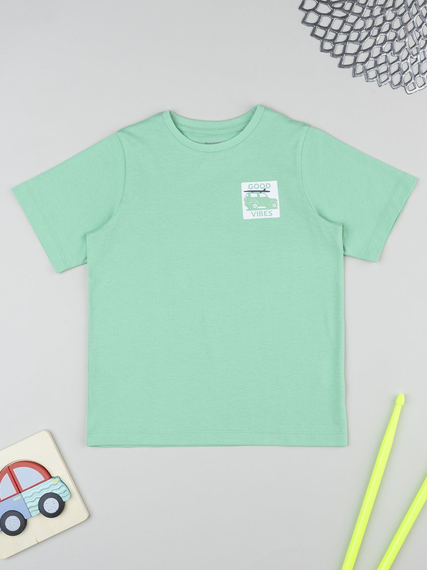 T-shirt bimbo verde mezza manica