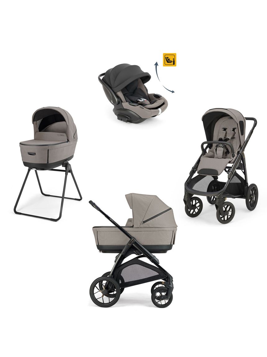 Aptica xt system quattro - tundra beige con telaio black e seggiolino auto darwin infant recline evo - inglesina