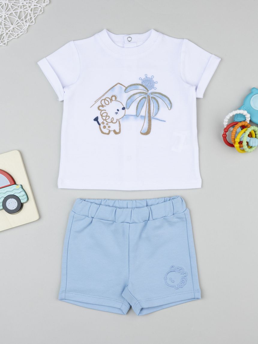 Completo bianco e blu bimbo scimmietta