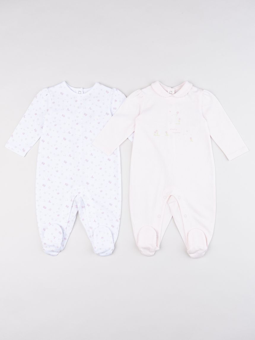 Tutine neonata in cotone – set 2 pezzi rosa e bianco