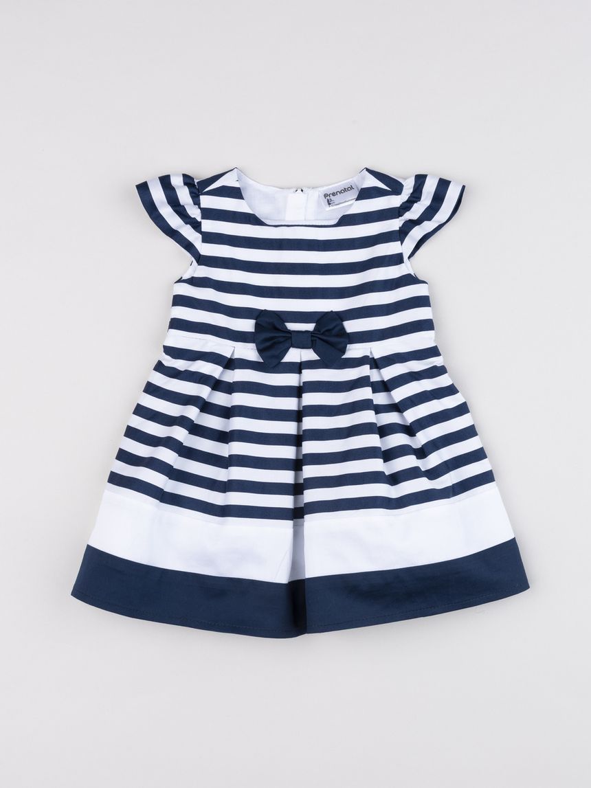 Abito elegante bimba righe blu con fiocco
