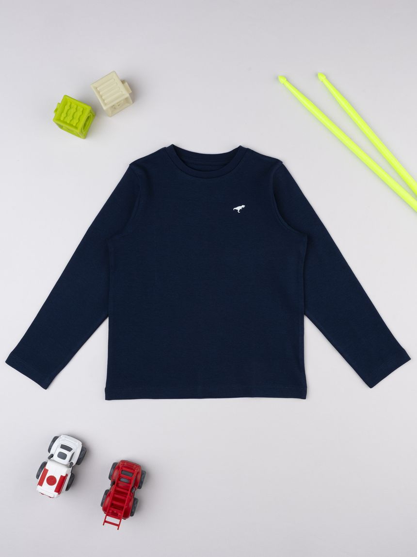 T-shirt bambino blu patch dino