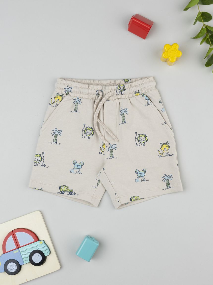 Shorts bimbo beige stampato