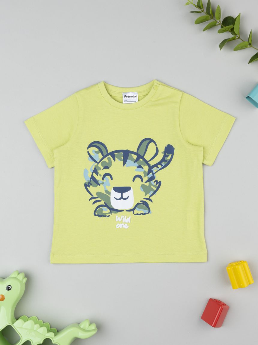 T-shirt bimbo gialla stampata