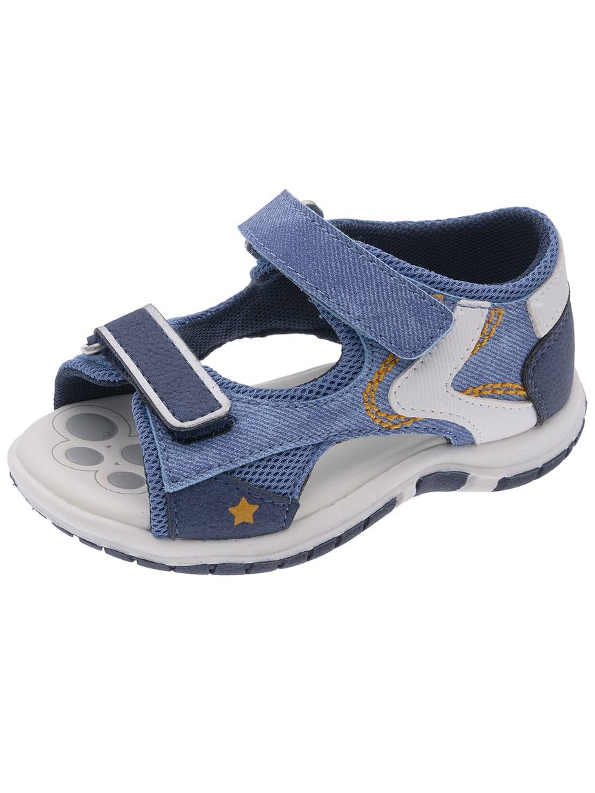 Sandalo bimbo chicco facci denim con dettagli arancioni
