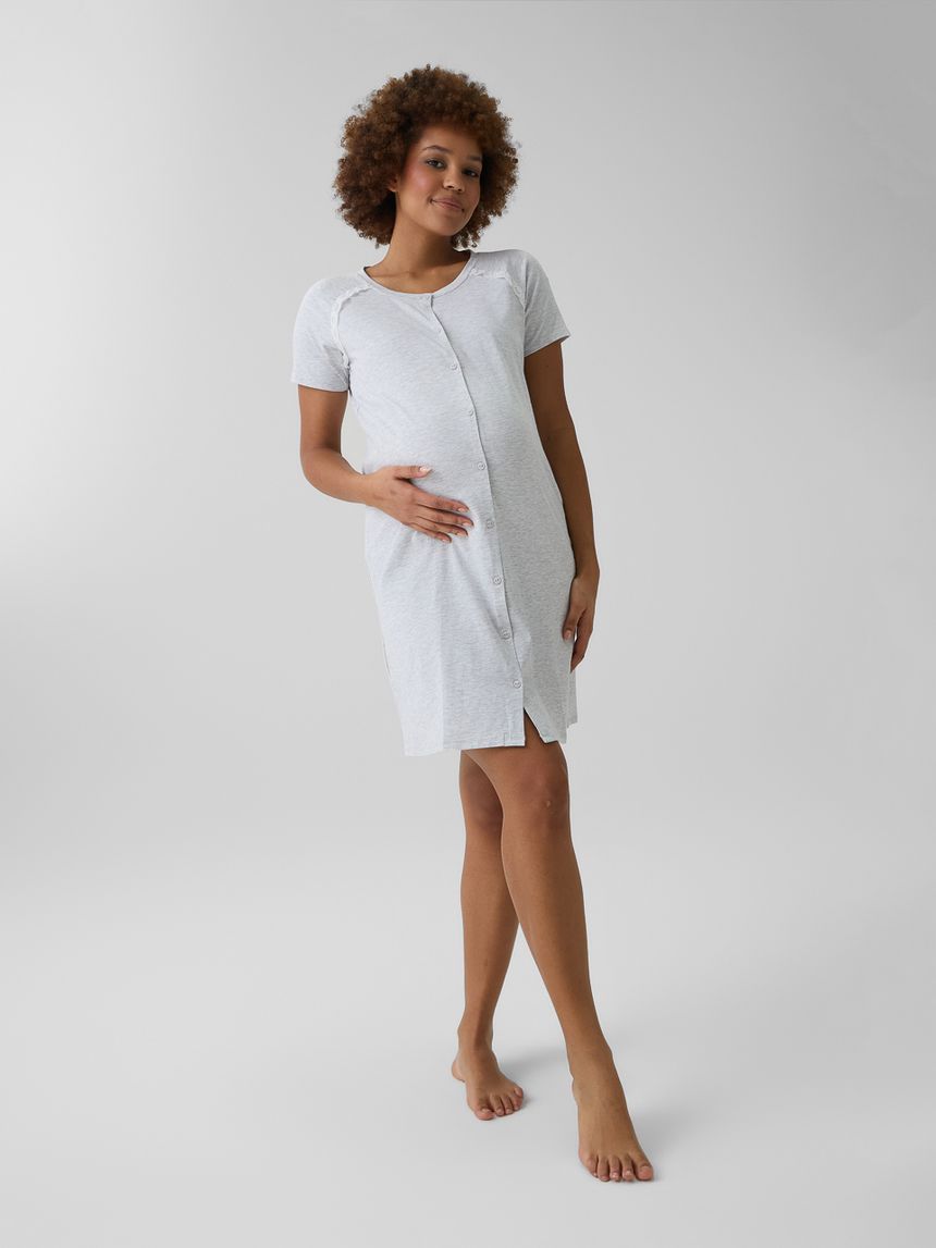 Camicia da notte parto grigia con pizzo