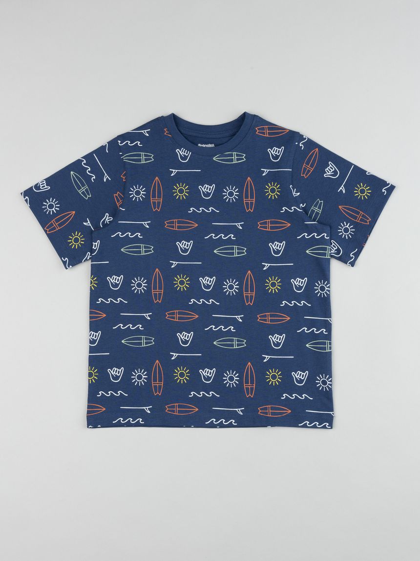 Shorts mezza manica blu bambino surf