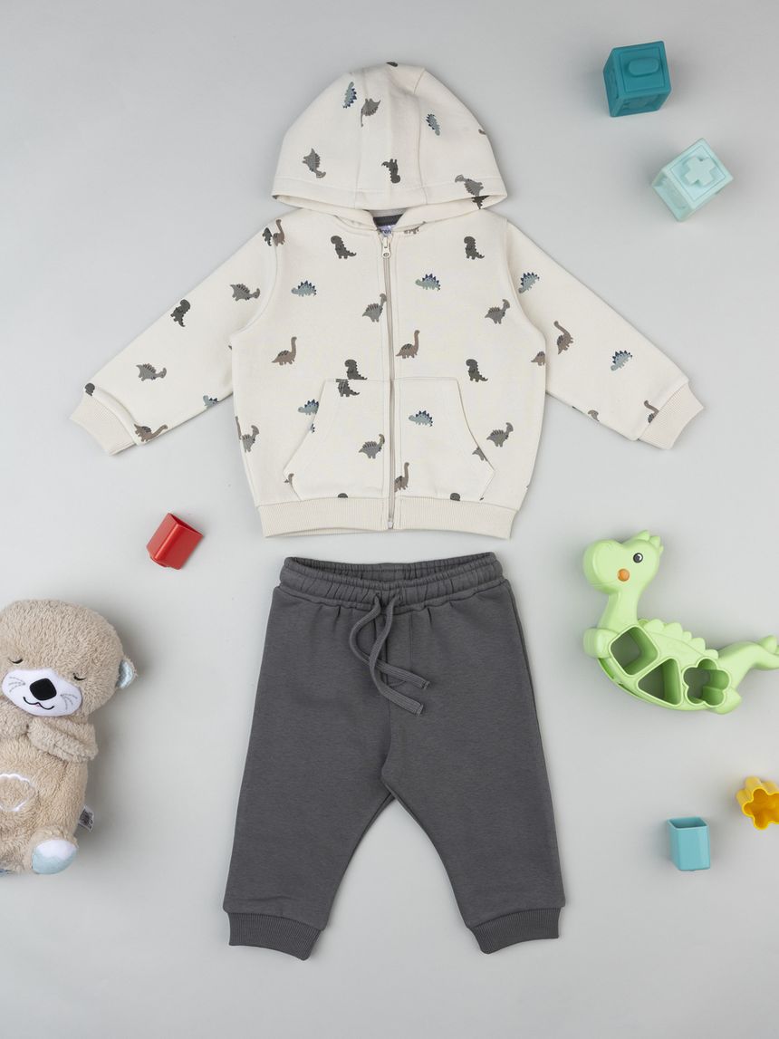 Completo jogging bimbo beige dino allover