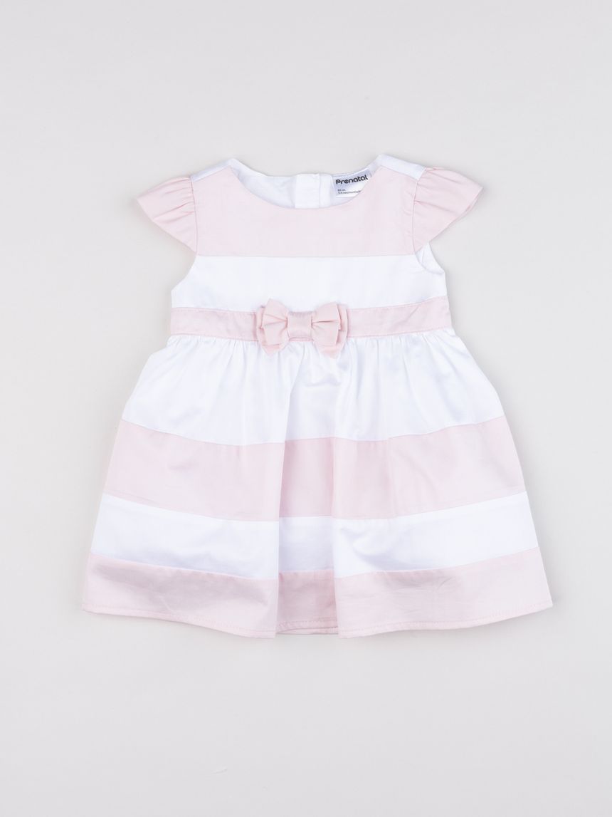 Abito bimba elegante rosa/bianco con fiocco