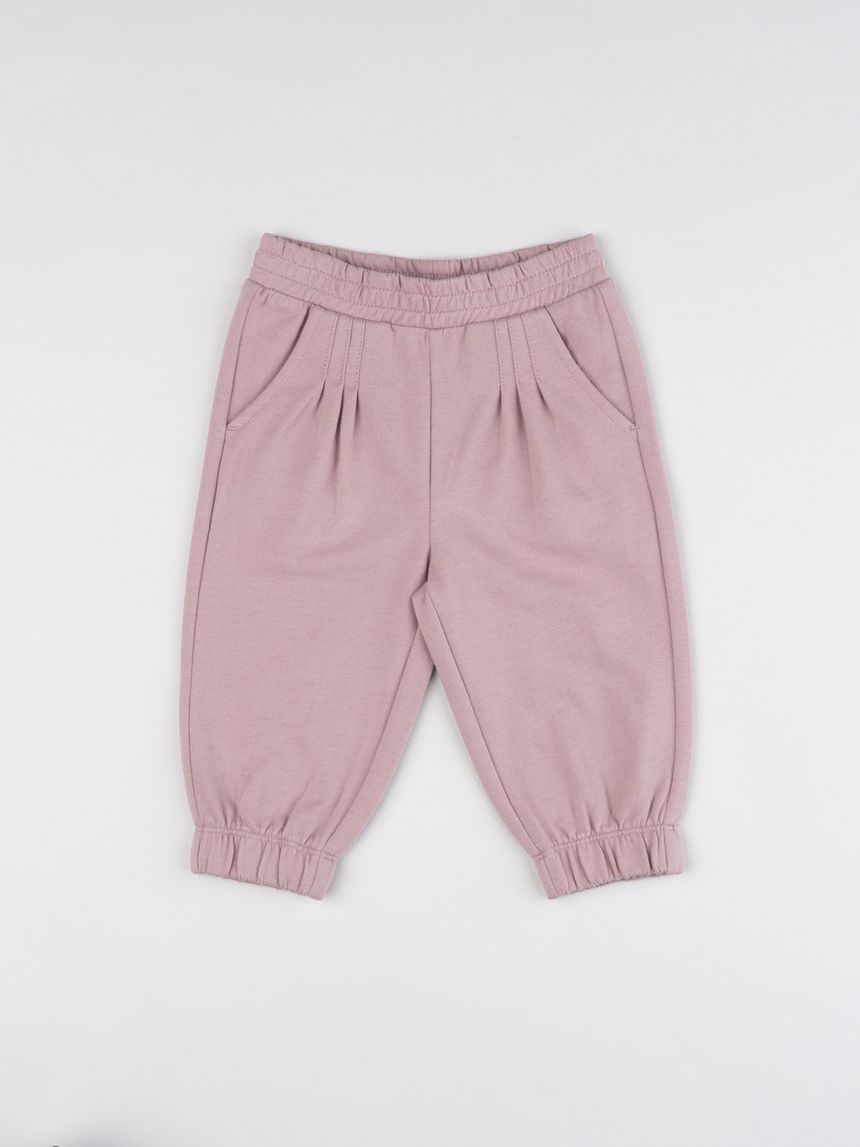 Pantaloni felpati bimba rosa