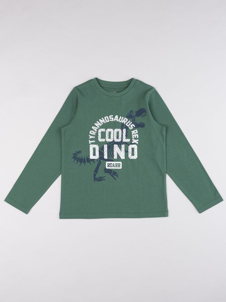 T-shirt bambino verde stampata