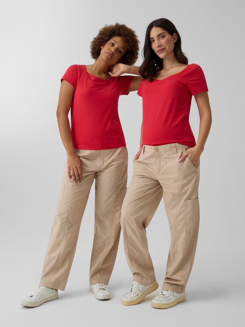 Pantalone premaman cargop beige popeline