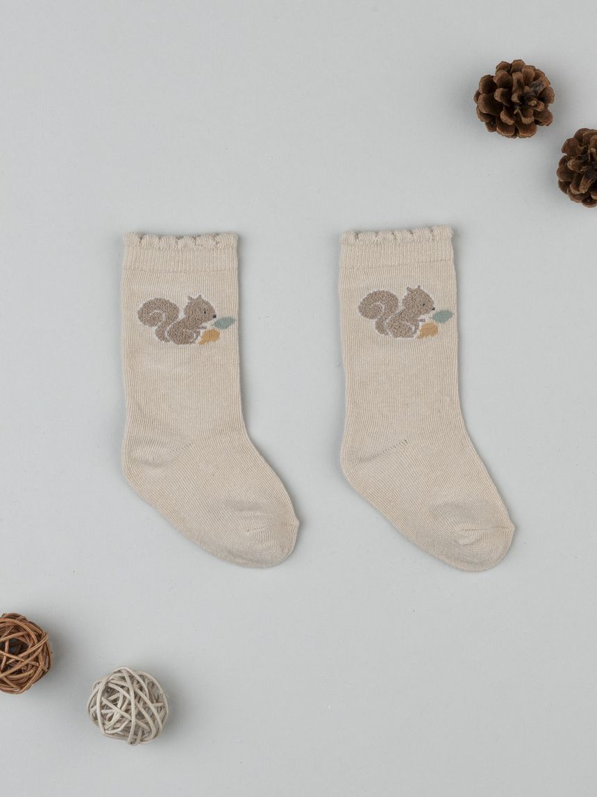 Gambaletti bimba beige scoiattolo