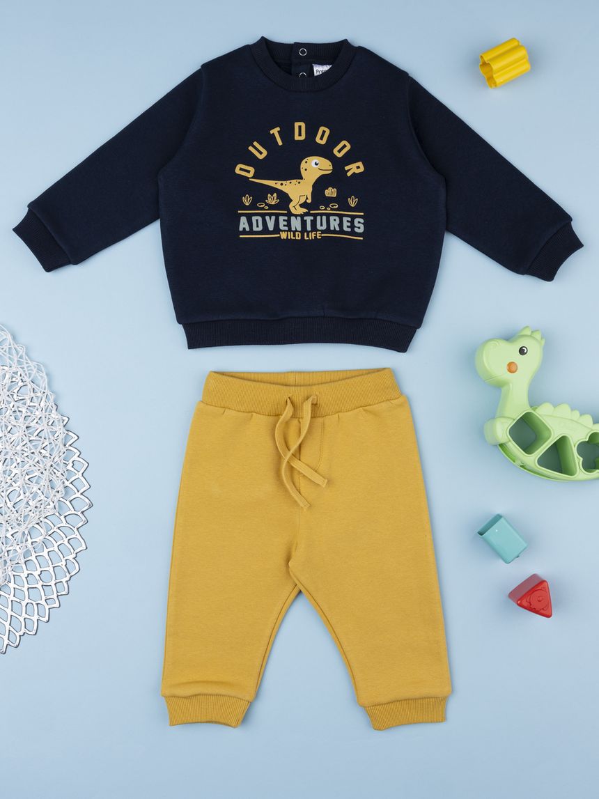 Completo jogging bimbo blu/giallo dinosauri