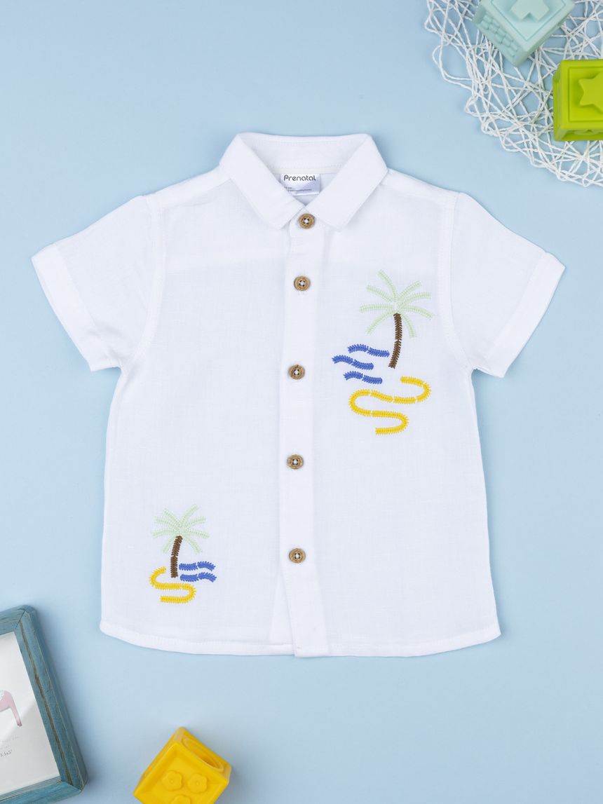 Camicia bianca bimbo ricami summer