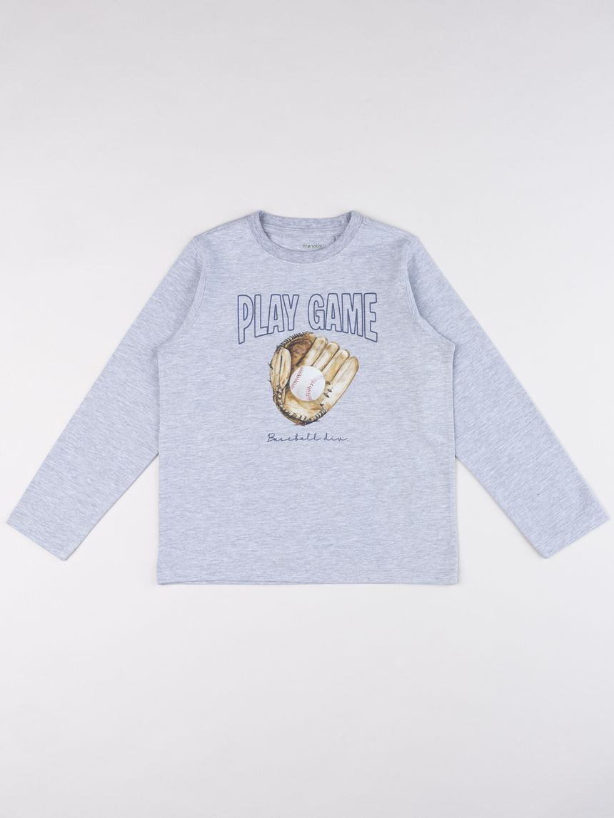 T-shirt bambino grigia baseball
