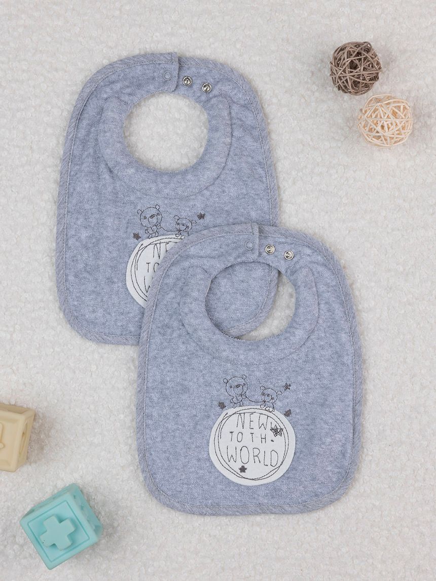 Pack 2 bavaglini grigi per allattamento e dentizione