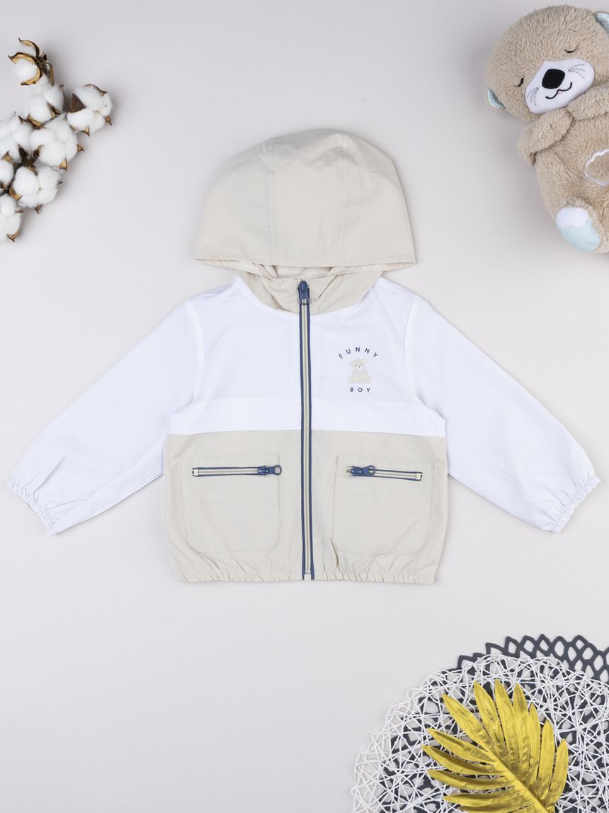 Antivento bimbo bianco/beige