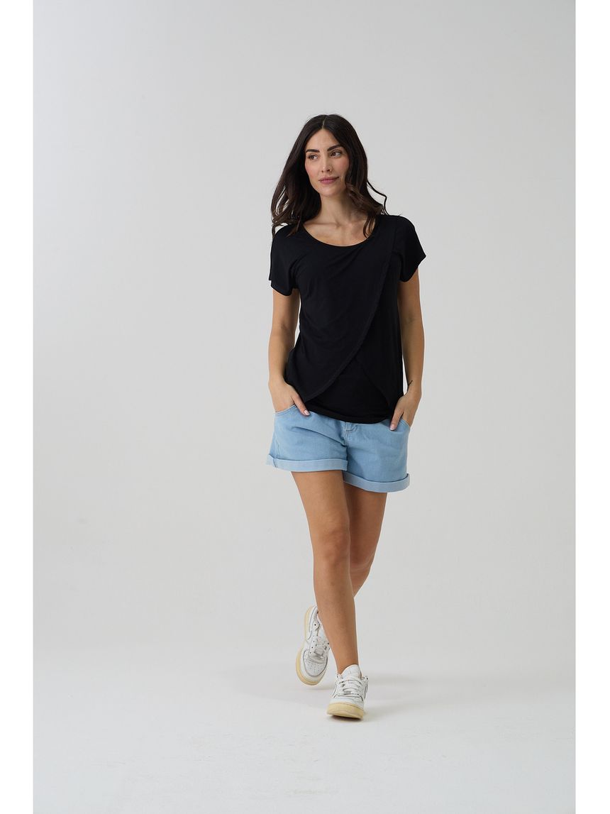 T-shirt allattamento mezza manica nera