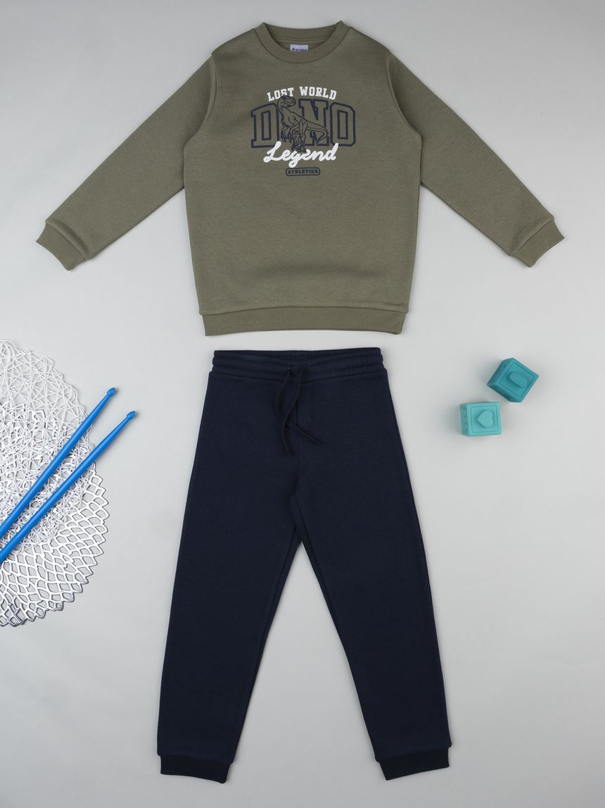 Completo jogging bimbo verde/blu