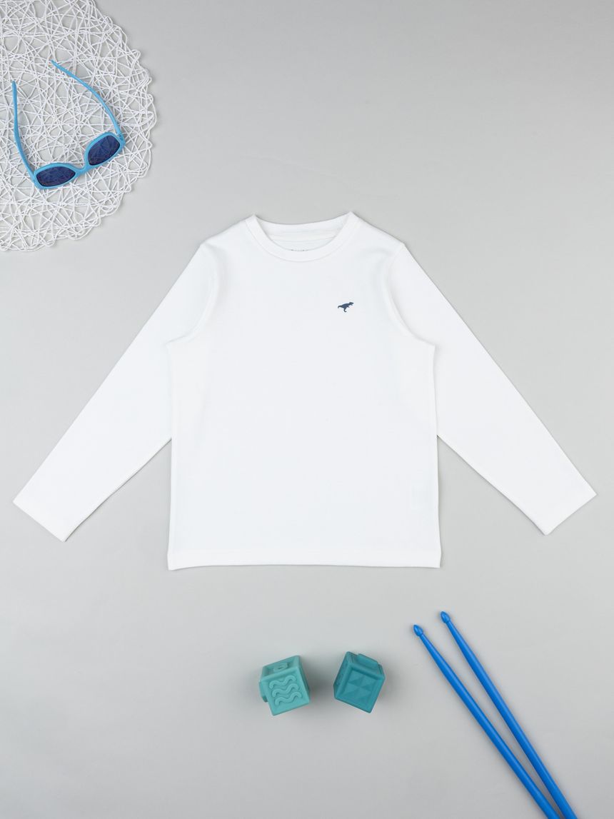 T-shirt bambino bianca patch dino