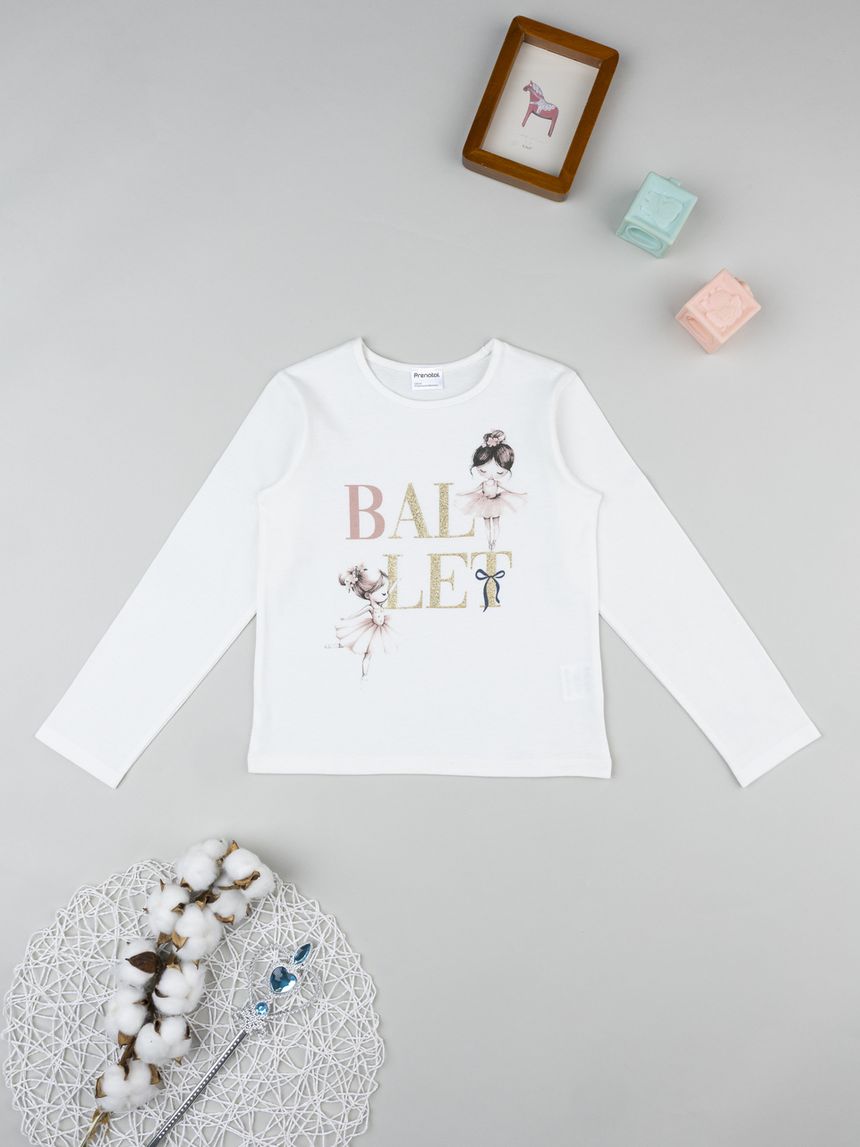 T-shirt bianca bambina ballo