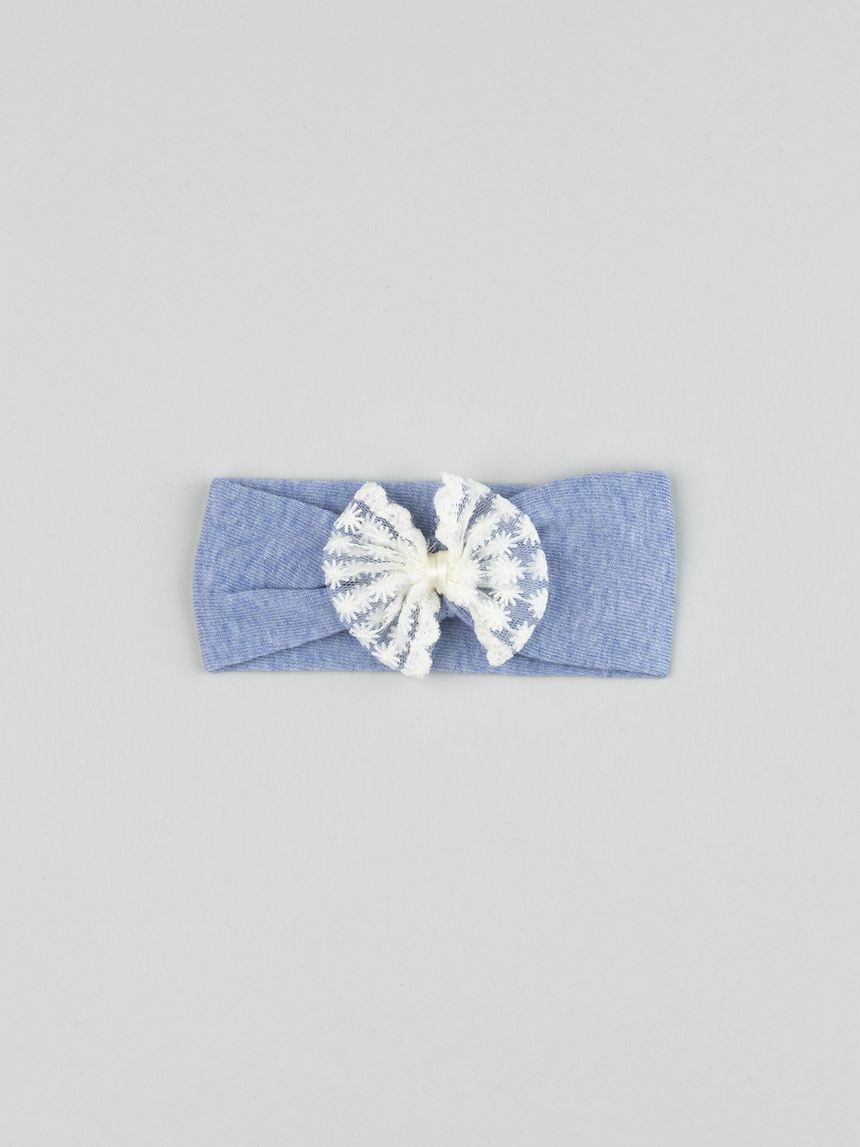 Fascia capelli neonata denim con fiocco