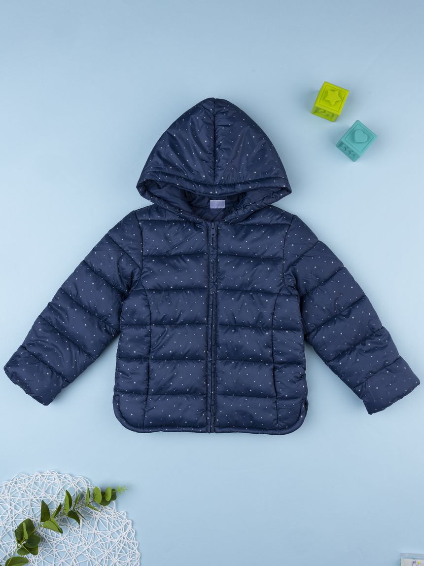 Giacca bambina blu con cappuccio