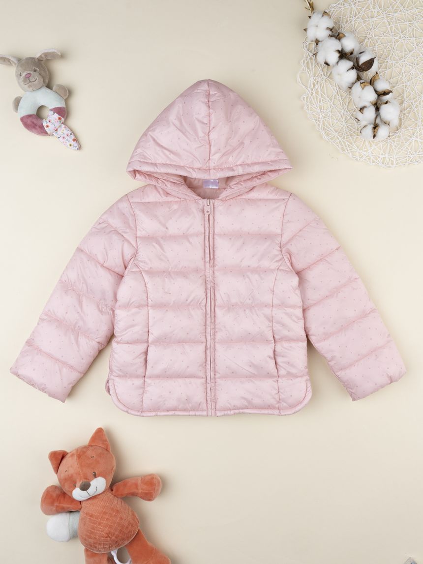 Giacca bambina rosa con cappuccio