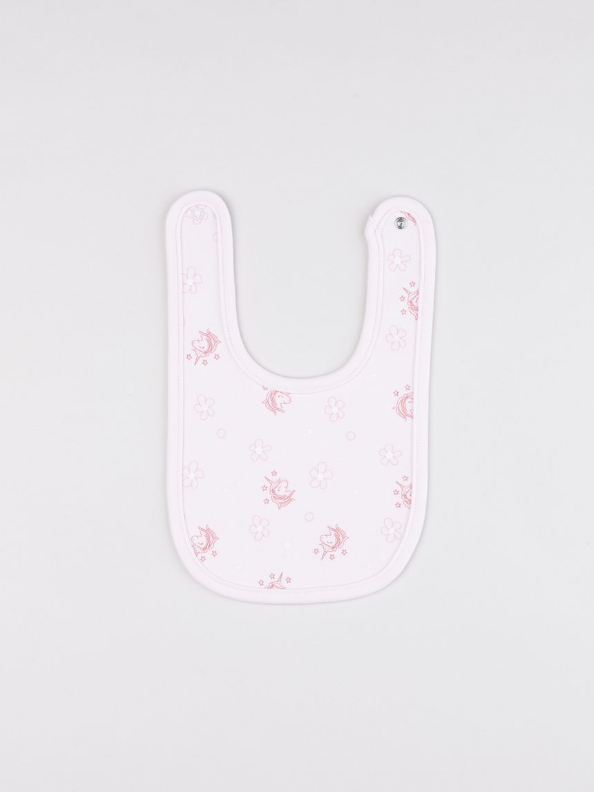 Bavaglino neonata rosa unicorni