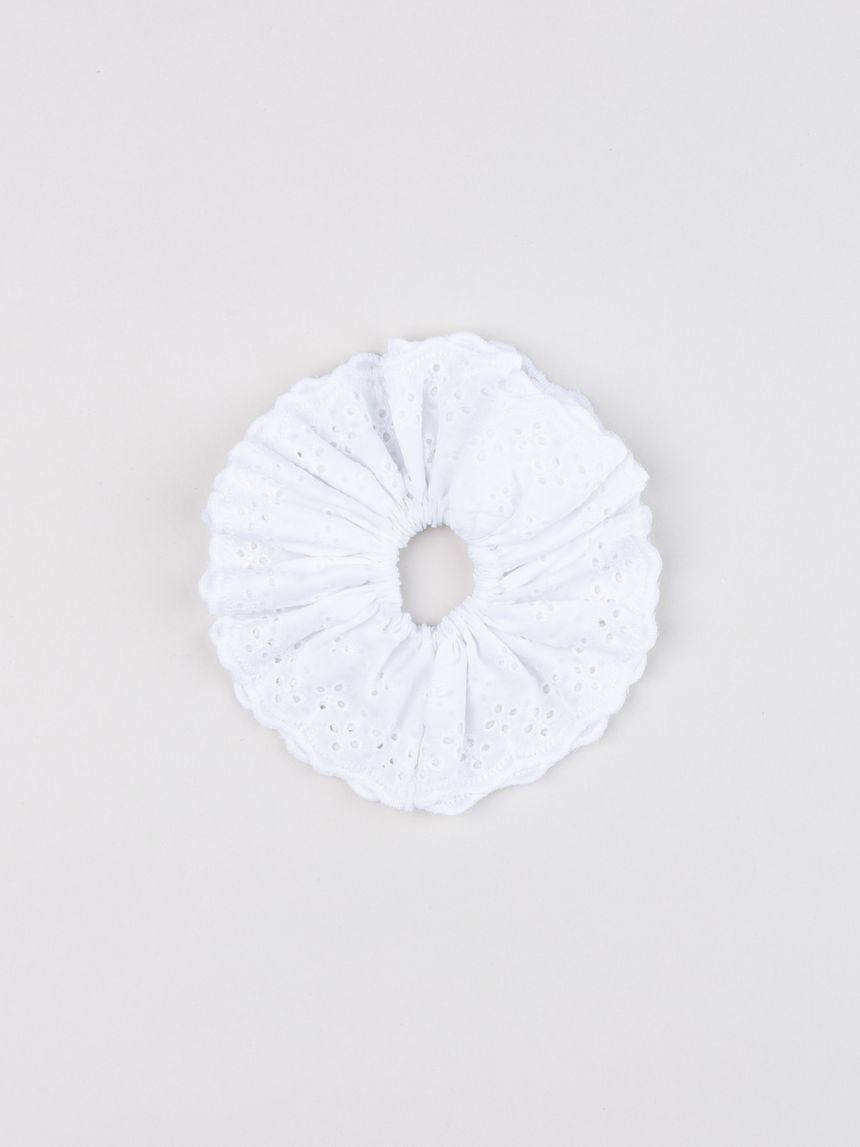 Elastico capelli bambina in sangallo bianco