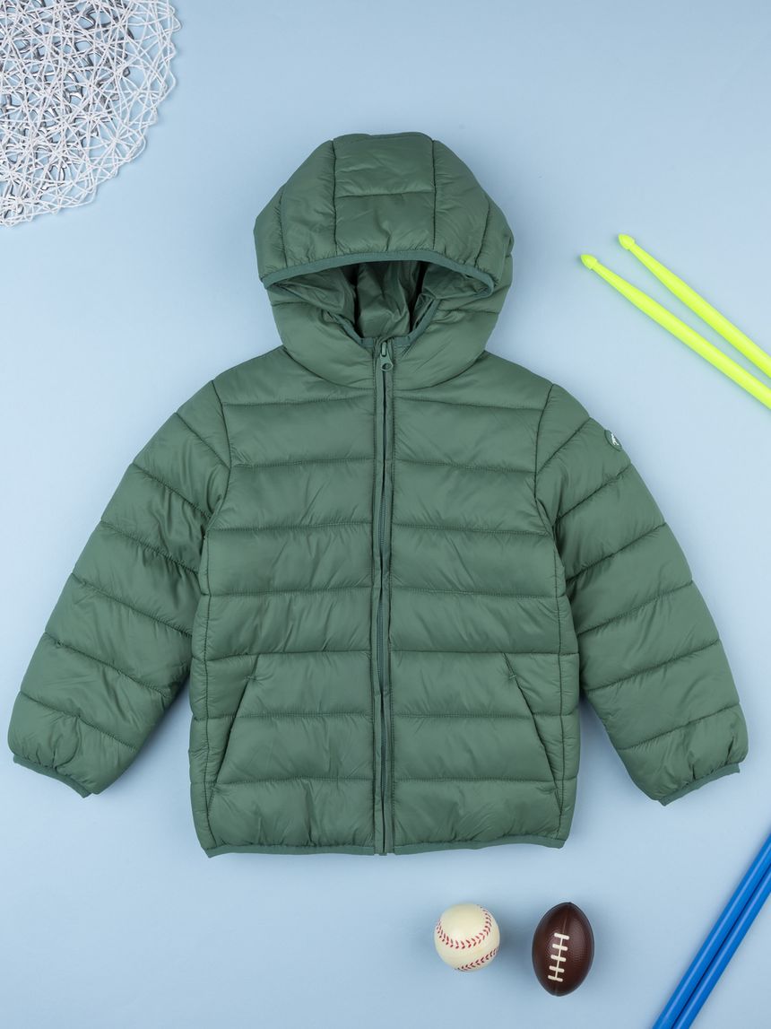 Giubbotto bambino verde con cappuccio