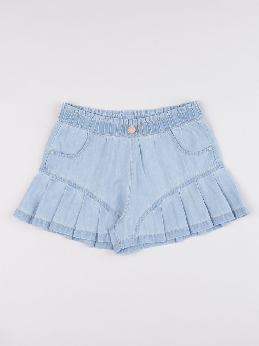 Shorts bambina in denim leggero