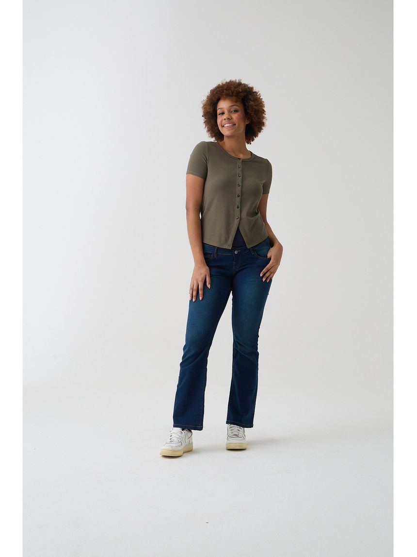 T-shirt allattamento costina verde militare