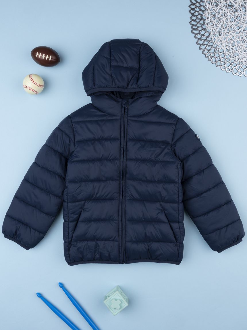 Giubbotto bambino blu con cappuccio
