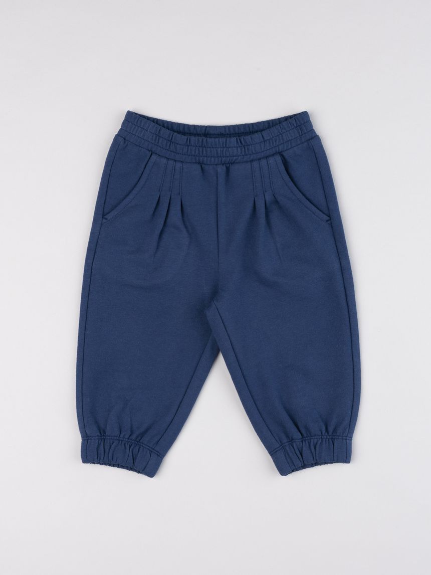 Pantalone felpato bimba blu scuro