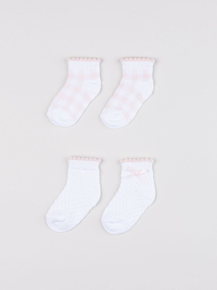 Pack 2 paia calze bimba con dettagli rosa