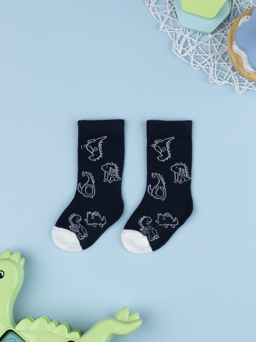 Gambaletti bimbo blu /bianco con dinosauri