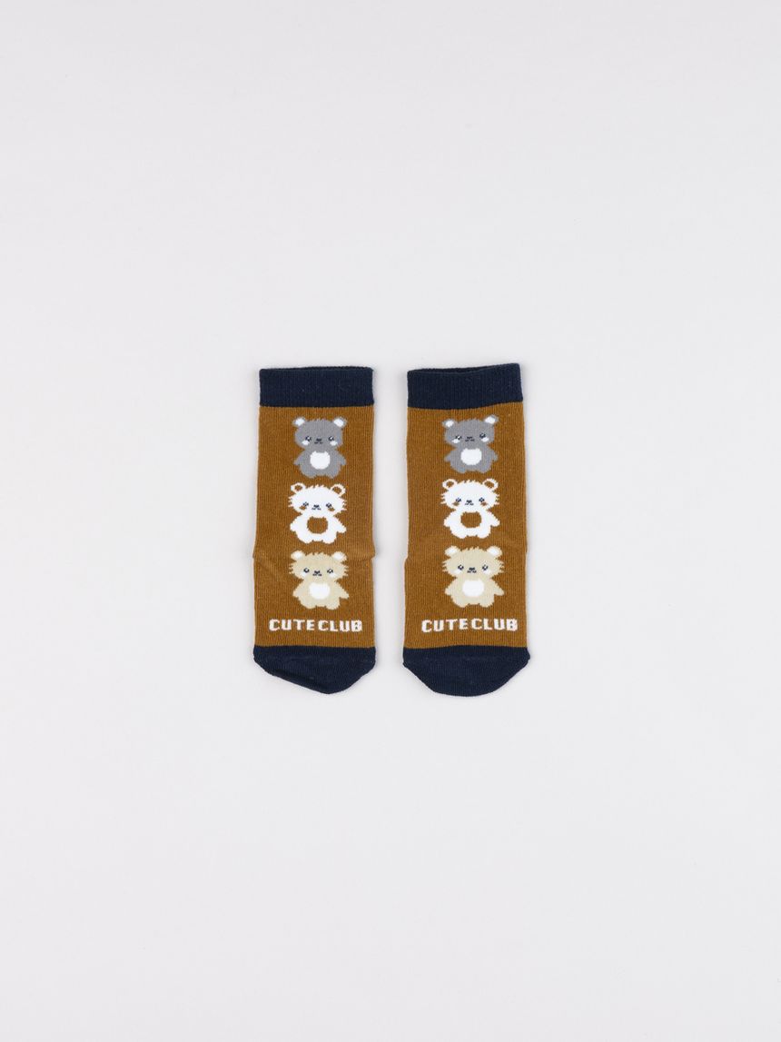 Calze bimbo marrone/blu animali