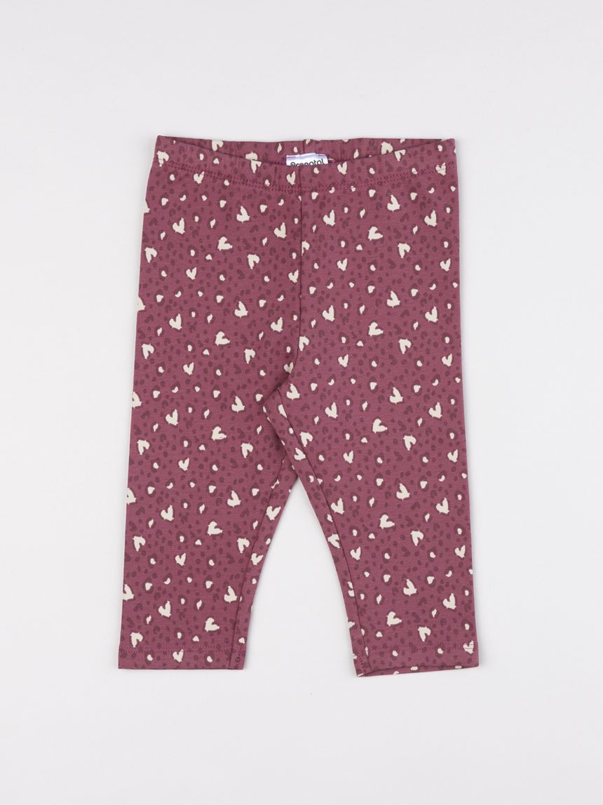 Leggings bimba rosa scuro fantasia cuori