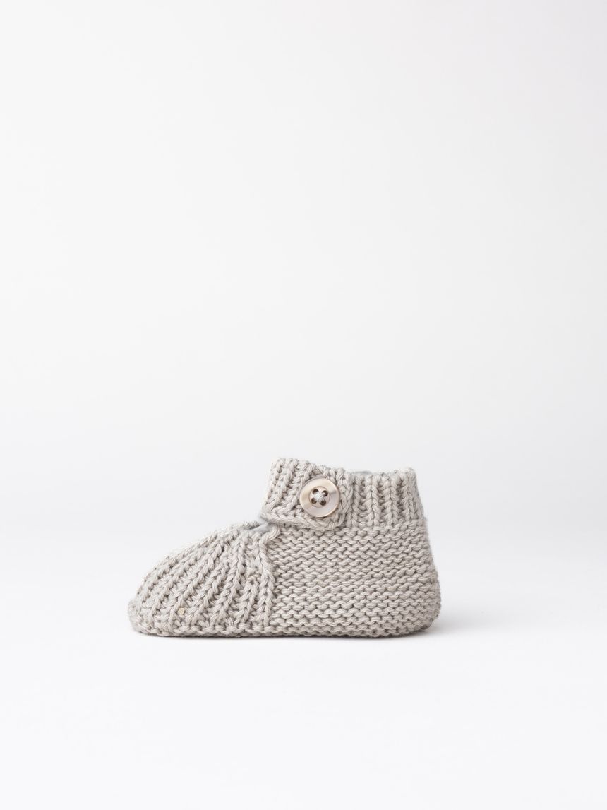 Scarpe in maglia neonato grigio tortora