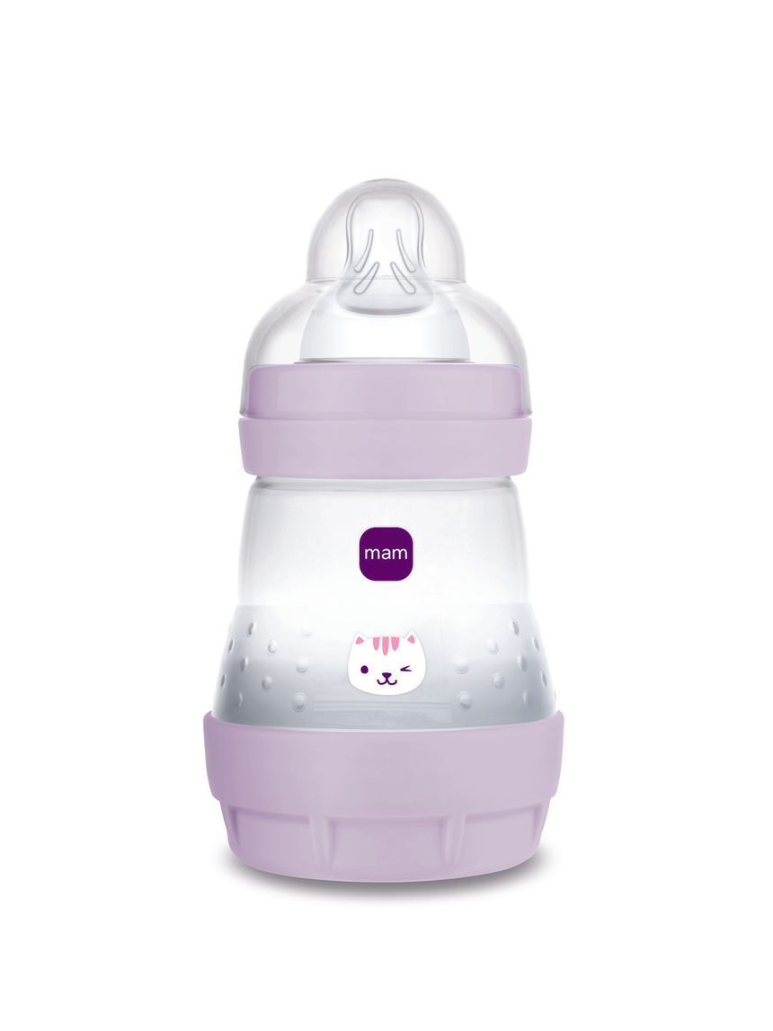 Mam biberon easy start 160 ml, biberon anticolica per allattamento misto che riduce le bolle d'aria e il rischio di coliche, lilla