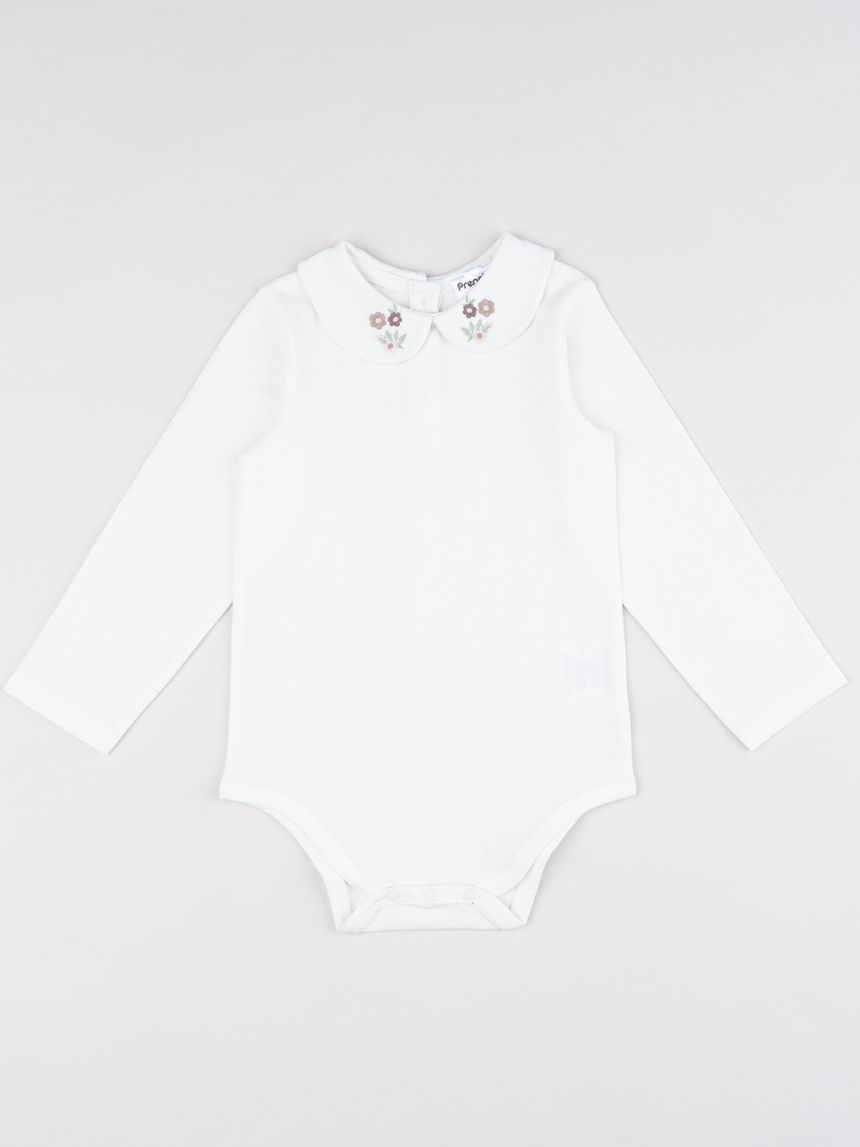 Body bimba bianco con ricamo