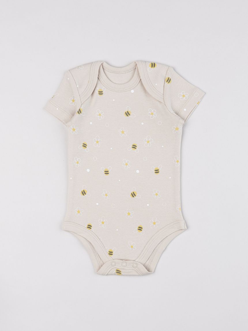Body neonata maniche corte oeko-tex beige apine