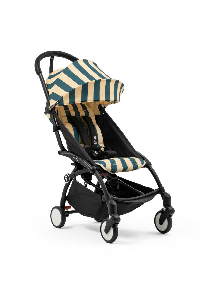 Passeggino con telaio black e rivestimento colorato 6+ riviera monaco - stokke® yoyo®