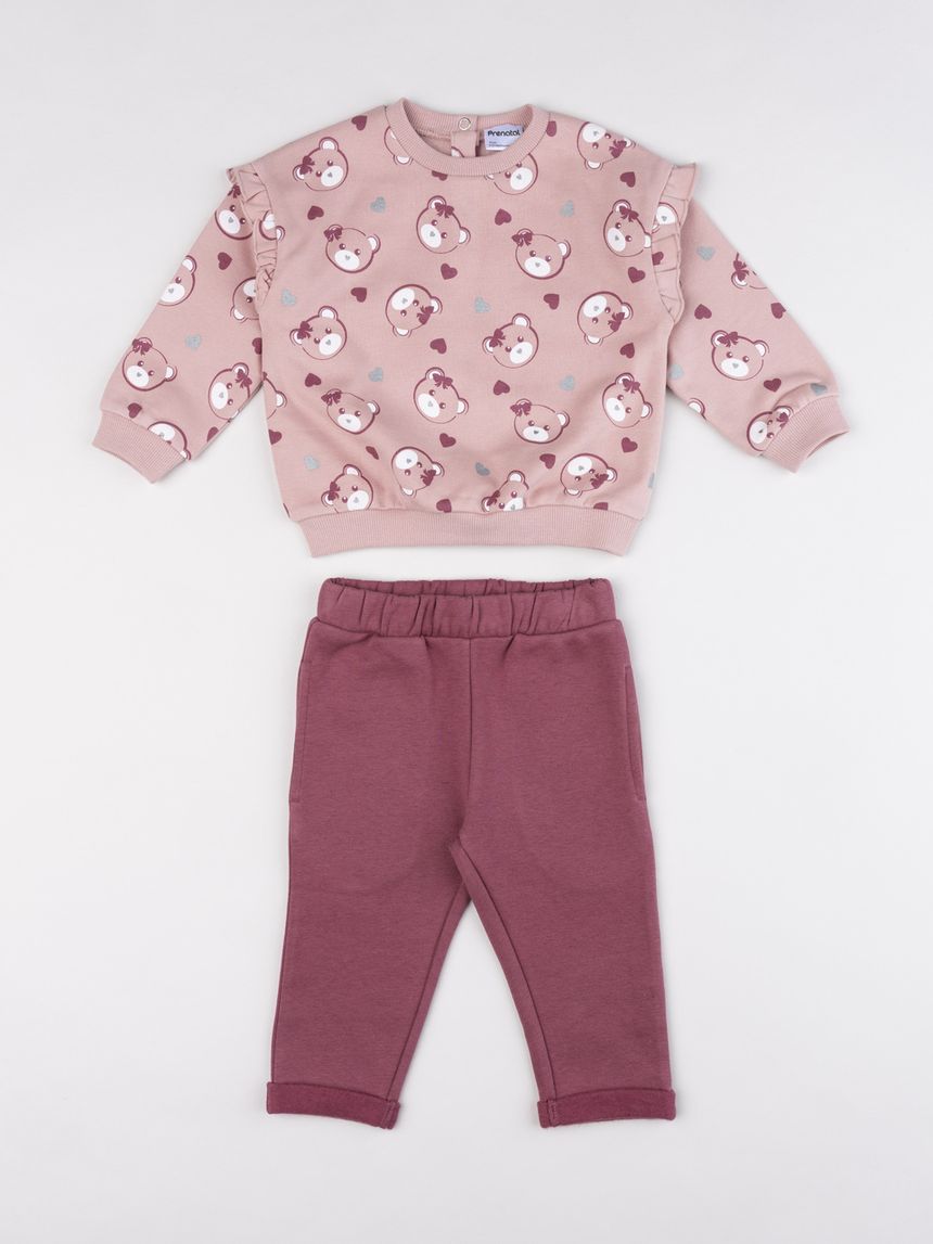 Completo bimba felpa e pantalone "orsetta"