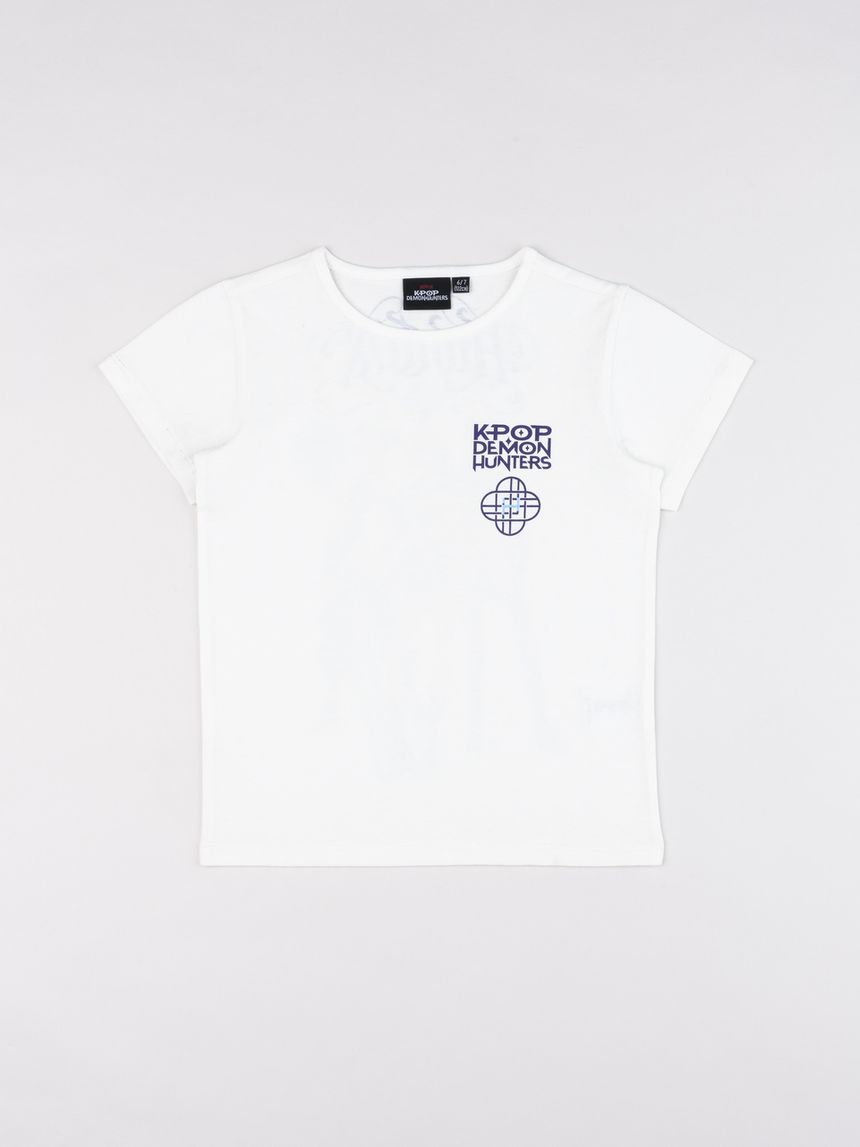 T-shirt bambina k-pop demon hunters "minimal logo huntrix back"