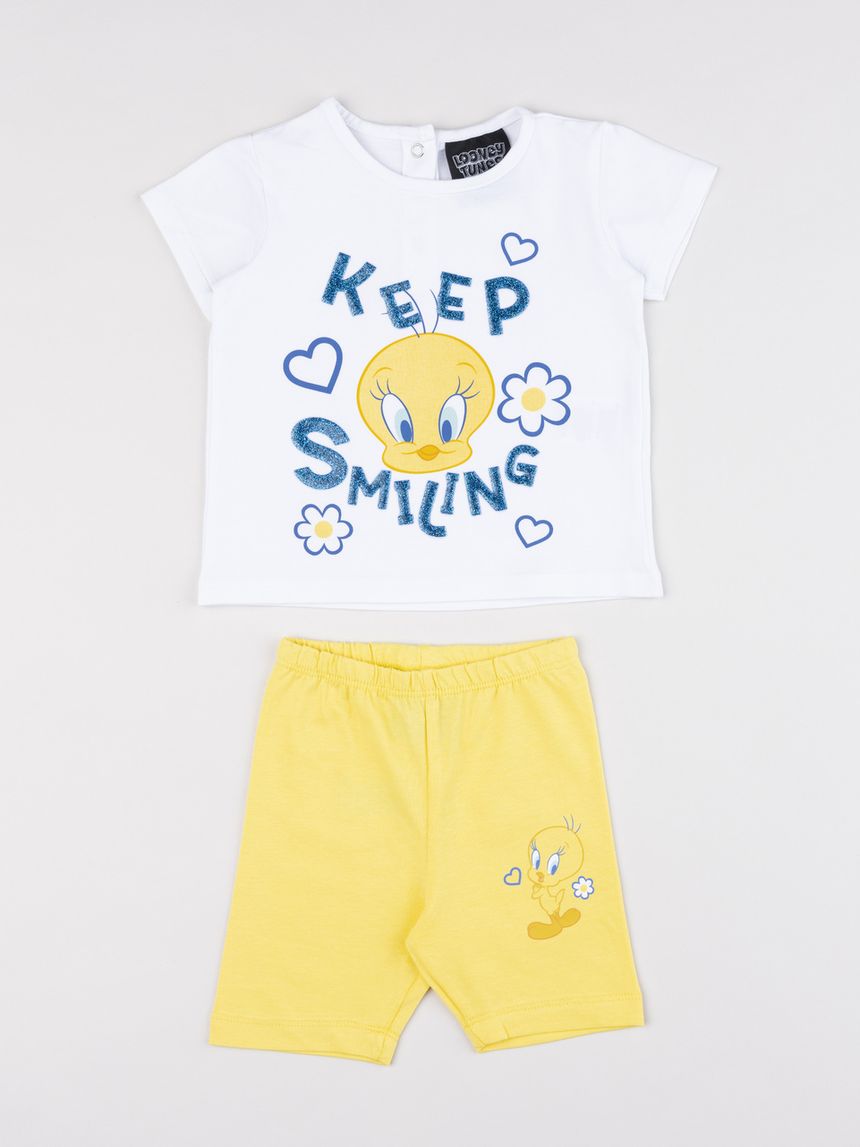 Completo bimba t-shirt e shorts tweety