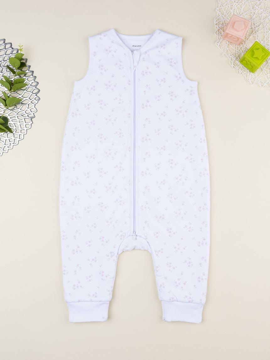 Sacco nanna bimba bianco fiori allover - tog 1,5