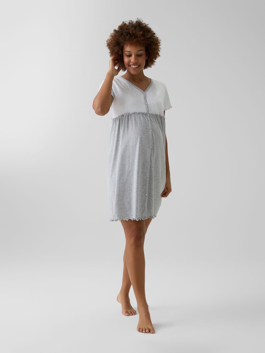 Camicia da notte preparto grigio/bianco